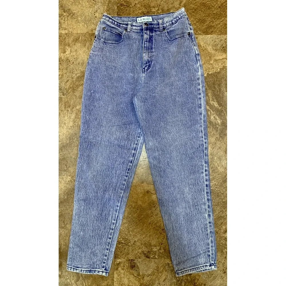 Vintage 90s LA Blues High Waisted‎ Stone Wash Mom Jeans Womens Sz 16 Tapered 266